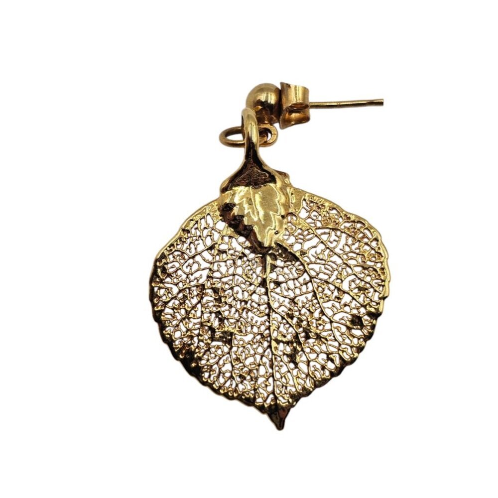 Gold Dipped Leaf Earrings - image 3